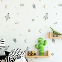 Foto do produto Kit Adesivos de Parede Infantil Espaço Aquarela: Naves e Planetas