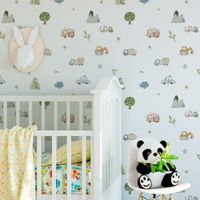 Foto do produto Kit Adesivos de Parede Infantil Cidade Aquarela - Carrinhos e Natureza