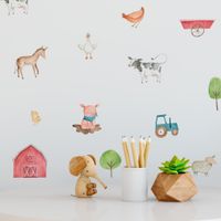 Foto do produto Kit Adesivos de Parede Fazendinha Aquarela Baby - Animais do Campo