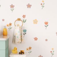 Foto do produto Kit Adesivos de Parede Floral Boho Aquarela Jardim Delicado