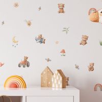 Foto do produto Kit Adesivos de Parede Infantil Ursinhos Fofos em Aquarela