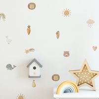 Foto do produto Kit Adesivos de Parede Infantil Boho Aquarela Sol e Arco-Íris