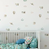 Foto do produto Kit Adesivos de Parede Infantil Aquarela Céu de Aventuras Verde