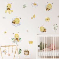 Foto do produto Adesivo de Parede Infantil Aquarela Abelhinhas Mel e Natureza