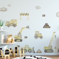 Foto do produto Adesivo de Parede Infantil Canteiro de Obras: Tratores e Caminhões