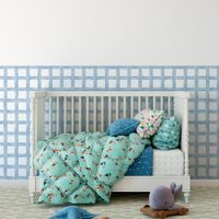 Foto do produto Papel de Parede Adesivo Infantil Xadrez Aquarela Azul Meia Parede