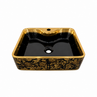 Foto do produto Cuba Retangular Mesa 480x380x140 Preto/Gold 