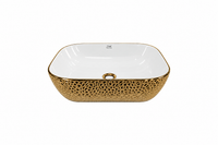 Foto do produto Cuba Oval 460x330x140 Branco/Gold Importado