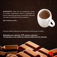 ACHOCOLATADO DIET BAIXO EM AÇÚCAR 200g - 2 PACOTES - VEGANO - CACAU 100% PURO