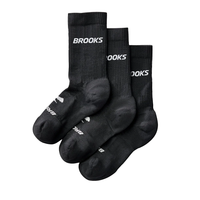 Foto do produto Meia Brooks Cano Alto Run-In Crew Unissex Preta (3 pares)