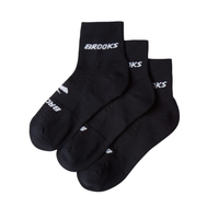 Foto do produto Meia Brooks Cano Médio Run-In Quarter Unissex Preta (3 pares)