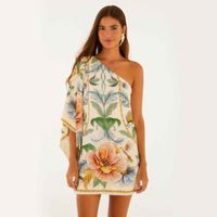 Foto do produto Vestido Ombro Só Estampado Jardim Real Lenço FARM