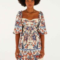 Foto do produto Vestido Curto Manga Estampado Encanto Boho FARM