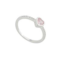 Foto do produto Anel Solitário Prata 925 com Coração Rosa de Zircônia
