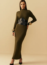 Foto do produto Vestido Feminino Hiper Midi Bicolor De Tricot 