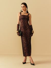 Foto do produto VESTIDO FEMININO HIPER MIDI ESTAMPADO 