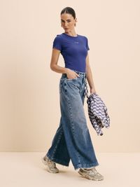 Foto do produto CALCA FEMININA KATE WIDE LEG ID COM CHAVEIRO 
