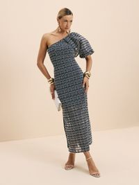 Foto do produto VESTIDO FEMININO HIPER MIDI AZUL MARINHO 