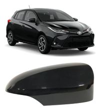 Foto do produto CAPA RETROVISOR PRETA LISA COM FURO PISCA METAGAL DIR YARIS 2018 2019 2020 2021 2022 2023 2024