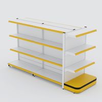 Foto do produto Gôndola de centro de 1,32 m - Kit 1 gôndola inicial + 1 gôndola continuação + 1 ponta - Branco-Amarelo