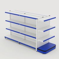 Foto do produto Gôndola de centro de 1,32 m - Kit 1 gôndola inicial + 1 gôndola continuação + 1 ponta - Branco-Azul