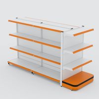 Foto do produto Gôndola de centro de 1,32 m - Kit 1 gôndola inicial + 1 gôndola continuação + 1 ponta - Branco-Laranja