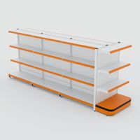 Foto do produto Gôndola de centro de 1,32 m - Kit 1 gôndola inicial + 2 gôndolas continuação + 1 ponta - Branco-Laranja
