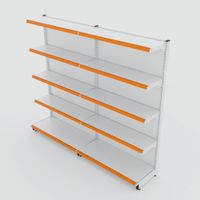 Foto do produto Gôndola de Parede de 1,72 m - Kit 1 gôndola inicial + 1 gôndola continuação - Branco-Laranja