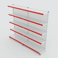 Foto do produto Gôndola de Parede de 1,72 m - Kit 1 gôndola inicial + 1 gôndola continuação - Branco-Vermelho
