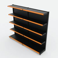 Foto do produto Gôndola de Parede de 1,72 m - Kit 1 gôndola inicial + 1 gôndola continuação - Preto-Laranja