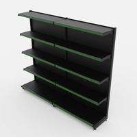 Foto do produto Gôndola de Parede de 1,72 m - Kit 1 gôndola inicial + 1 gôndola continuação - Preto-Verde