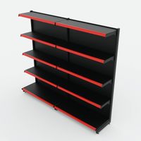 Foto do produto Gôndola de Parede de 1,72 m - Kit 1 gôndola inicial + 1 gôndola continuação - Preto-Vermelho