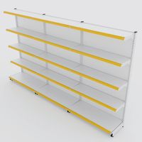 Foto do produto Gôndola de Parede de 1,72 m - Kit 1 gôndola inicial + 2 gôndolas continuação - Branco-Amarelo