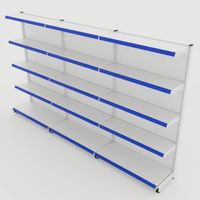 Foto do produto Gôndola de Parede de 1,72 m - Kit 1 gôndola inicial + 2 gôndolas continuação - Branco-Azul