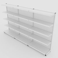 Foto do produto Gôndola de Parede de 1,72 m - Kit 1 gôndola inicial + 2 gôndolas continuação - Branco-Branco