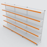 Foto do produto Gôndola de Parede de 1,72 m - Kit 1 gôndola inicial + 2 gôndolas continuação - Branco-Laranja