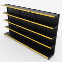 Foto do produto Gôndola de Parede de 1,72 m - Kit 1 gôndola inicial + 2 gôndolas continuação - Preto-Amarelo