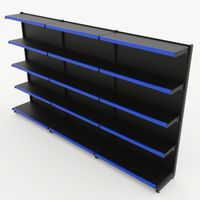 Foto do produto Gôndola de Parede de 1,72 m - Kit 1 gôndola inicial + 2 gôndolas continuação - Preto-Azul