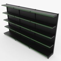 Foto do produto Gôndola de Parede de 1,72 m - Kit 1 gôndola inicial + 2 gôndolas continuação - Preto-Verde