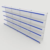 Foto do produto Gôndola de Parede de 1,72 m - Kit 1 gôndola inicial + 3 gôndolas continuação - Branco-Azul