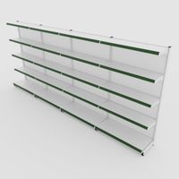 Foto do produto Gôndola de Parede de 1,72 m - Kit 1 gôndola inicial + 3 gôndolas continuação - Branco-Verde