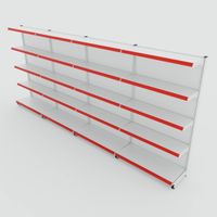 Foto do produto Gôndola de Parede de 1,72 m - Kit 1 gôndola inicial + 3 gôndolas continuação - Branco-Vermelho