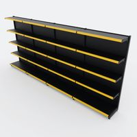 Foto do produto Gôndola de Parede de 1,72 m - Kit 1 gôndola inicial + 3 gôndolas continuação - Preto-Amarelo