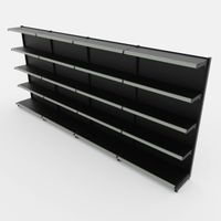 Foto do produto Gôndola de Parede de 1,72 m - Kit 1 gôndola inicial + 3 gôndolas continuação - Preto-Cinza
