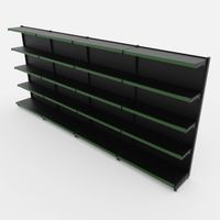 Foto do produto Gôndola de Parede de 1,72 m - Kit 1 gôndola inicial + 3 gôndolas continuação - Preto-Verde
