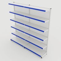 Foto do produto Gôndola de Parede de 1,95 m - Kit 1 gôndola inicial + 1 gôndola continuação - Branco-Azul