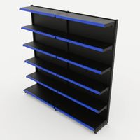 Foto do produto Gôndola de Parede de 1,95 m - Kit 1 gôndola inicial + 1 gôndola continuação - Preto-Azul