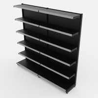 Foto do produto Gôndola de Parede de 1,95 m - Kit 1 gôndola inicial + 1 gôndola continuação - Preto-Cinza