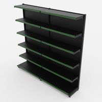 Foto do produto Gôndola de Parede de 1,95 m - Kit 1 gôndola inicial + 1 gôndola continuação - Preto-Verde