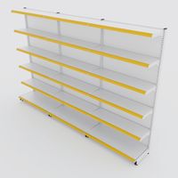 Foto do produto Gôndola de Parede de 1,95 m - Kit 1 gôndola inicial + 2 gôndolas continuação - Branco-Amarelo